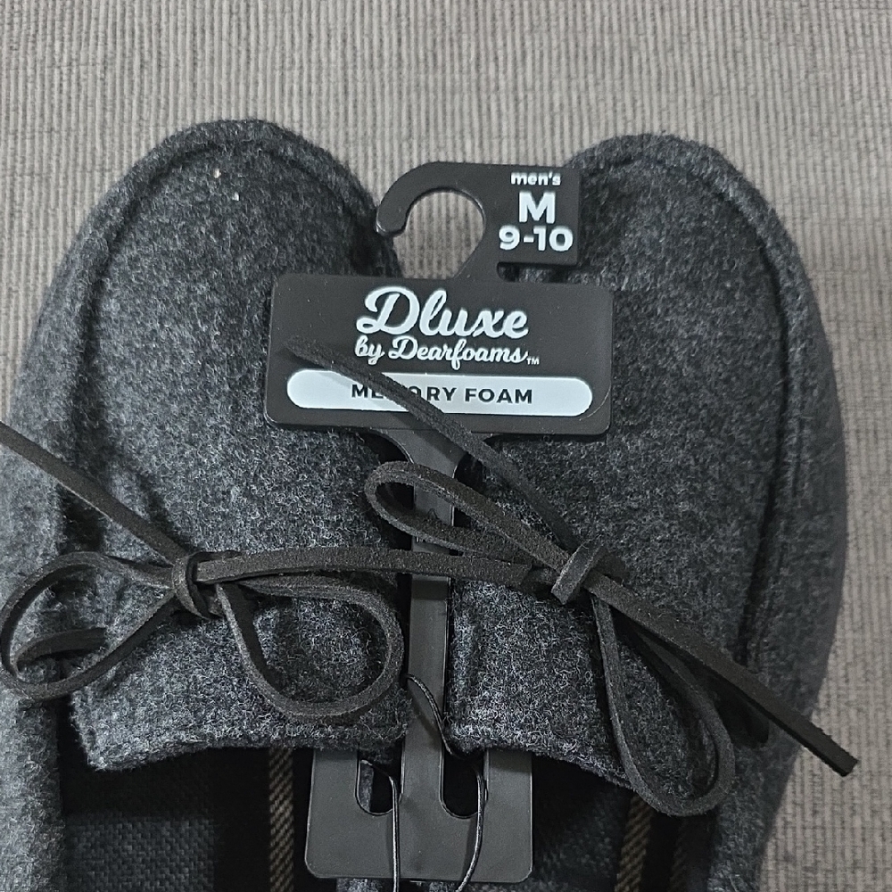 Men's Dluxe By Dearfoams Charcoal Gray Slippers, NWT, Size 9-10. - Picture 7 of 12